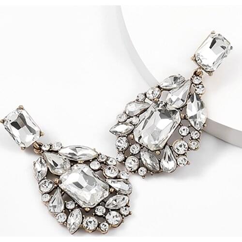 ZHINI New Colorful Rhinestone Water Drop Earrings for Women High-Quality Luxury Females Statement Earring Jewelry 2021 brincos