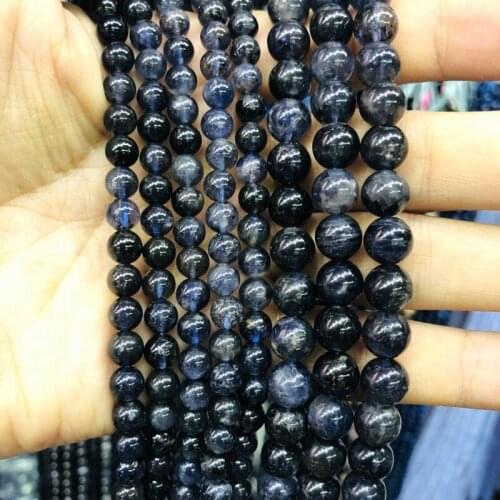Wholesale Genuine Iolite beads,6mm 8mm 10mm Round Gem Stone Loose Beads For Jewelry Making,1of 15" strand