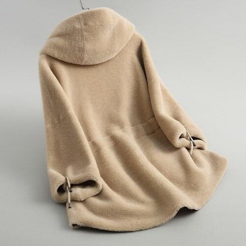 Newest 2020 Real Fur Coat Women Autumn Long Hooded Wool Coat Elegant Female Overcoat with Belt Abrigos De Mujer LX2091