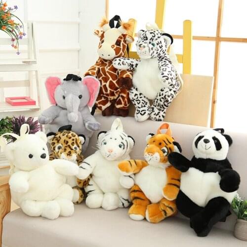 Plush Animals Backpacks Kids Stuff Backpack Leopard Tiger Panda Polar Bear Giraffe school bag