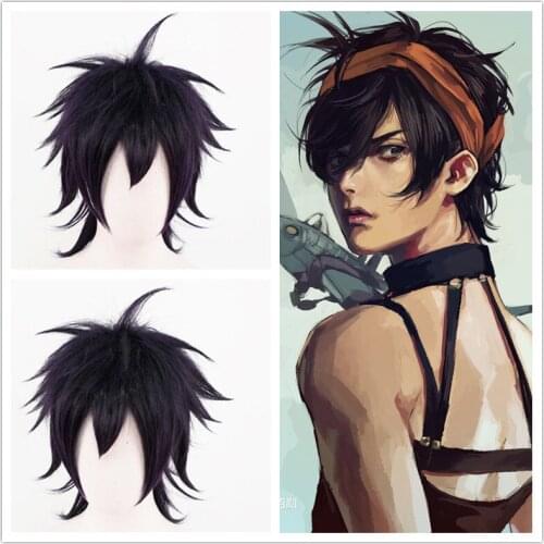 JoJos Bizarre Adventure Golden Wind mens Ghirga Narancia cosplay Wig Ghirga Narancia purple short Hair GIOGIO hair costumes