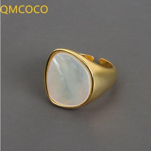 QMCOCO INS Style Shell Rings For Women New Trends Vintage France 925 Silver Elegant Wedding Party Jewelry Gifts