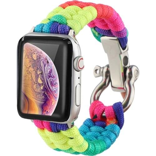 Sport Strap for Apple Watch band 44mm 42mm 38mm 40mm Survival Outdoor Bracelet for iwatch Series 6 5 4 3 SE Nylon Rope Correa