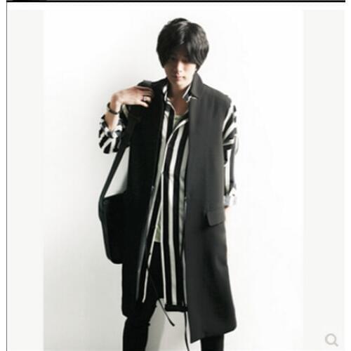 S-6XL!!!Personality trend of the mens clothing costumes casual ruslana korshunova medium-long vest plus size ultra long vest