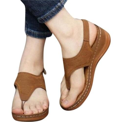 Sandals Womens Summer Shoes Wedge Heel Flip Flops Platform Multicolor Sandals Embroidered Casual Retro Sandals Slippers#G30