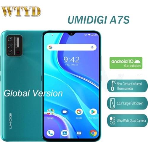 UMIDIGI A7S 6.53" Full Screen 2GB 32GB Global Version 4G Mobile Phone 4150mAh Face Unlock Smartphone Infrared Temperature Sensor