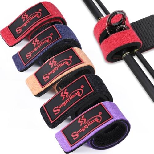Sougayilang 5pcs Bandage Fishing Rod Tie Strap Accessories for Carp Fish Pole Guide Ring Fishing Rod Holder Belt Strap Suspender