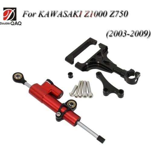 CNC Steering Damper Stabilizer w/ Bracket Mounting Kit Satety Control for Kawasaki Z1000 Z750 2003 2004 2005 2006 2007 2008 2009