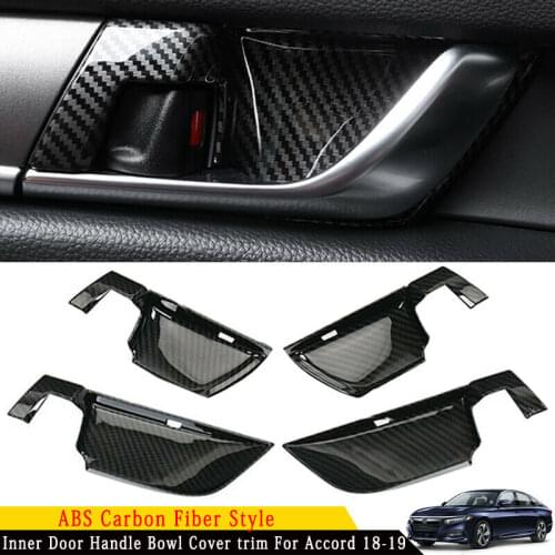 Carbon Fiber Style Inner Door Handle Bowl Cover trim For Honda Accord 2018 -2021 car accessories