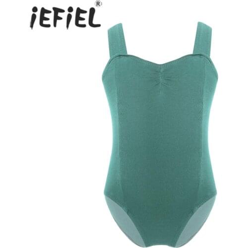 Kids Girls Solid Ballerina Dance Wear Stretchy Dancing Costumes Pinched-Front Ballet Dance Gymnastics Leotard Jumpsuit Turnpakje