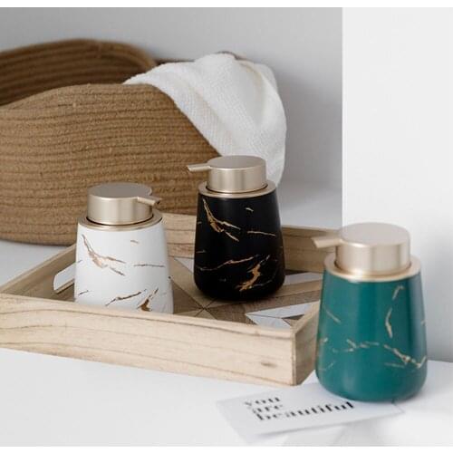 Bathroom Shampoo Bottles 400ml Marble Pattern Ceramic Soap Dispenser Hair Conditioner Hand Sanitizer Empty Refill Sub-bottle