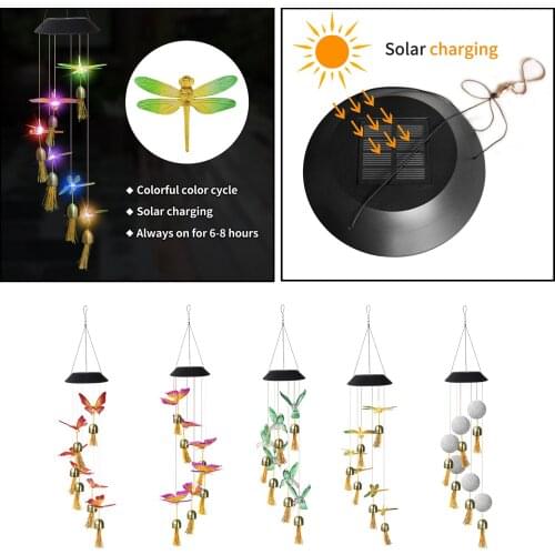 Solar Power Wind Chimes Garden Decor Hanging Light Waterproof Ornament Patio