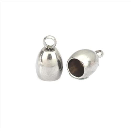 DoreenBeads 304 Stainless Steel Cord End Caps Clock Metal Findings For DIY Necklace Jewelry Making (Fits 4mm Cord) 9mmx6mm10PCs