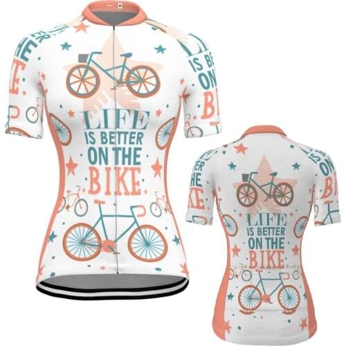 Life Is A Better On The Bike Womens Short Sleeve Cycling Jersey New Clothes Bicycle Cycling Top Bike Top Road Wear