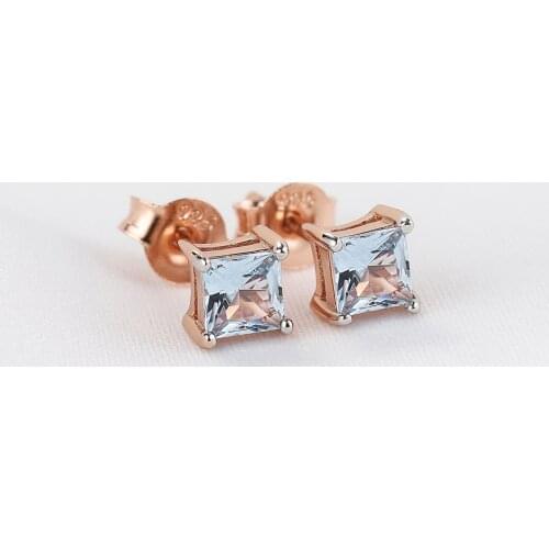 925 Sterling Silver Gemstone Earrings Sky Blue Topaz Ear Stud For Women Girls Lovely Delicate Fine Jewelry Classic Accessories