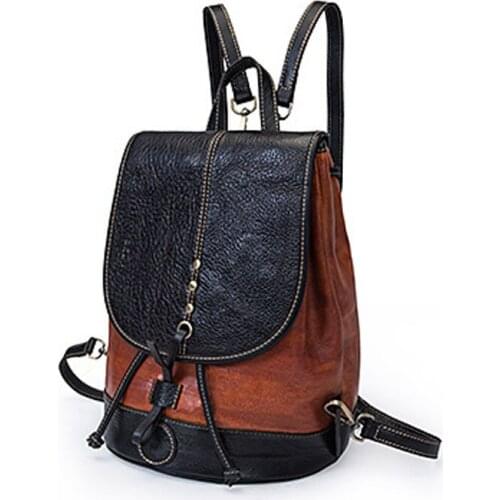 Backpack Female 2021 New Trend wild Real Cowhide retro college large-capacity backpack famous brand travel bag shoulder bag