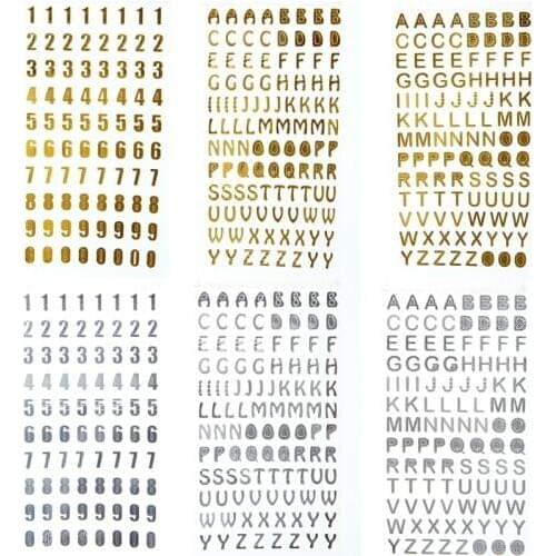 Gold Bronzing Silver Letters Alphabet Number Stickers for Keyboard DIY Decorative Diary Sticker Bullet Journal Supplies