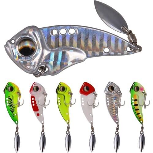1pcs 8.5g 12.5g 17g Sinking Metal VIB Fishing Lure with Rotating Spoon Tail Hard Wobbler Crankbaits Vibration Spinner Tackle