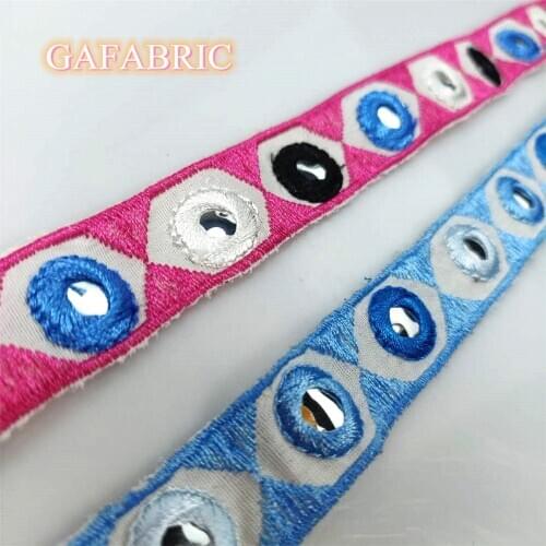 1yard Ethnic Trim 2cm Wide Embroidered lace DIY Handmade Sewing Ribbons For Clothing Decorative Lace Trim