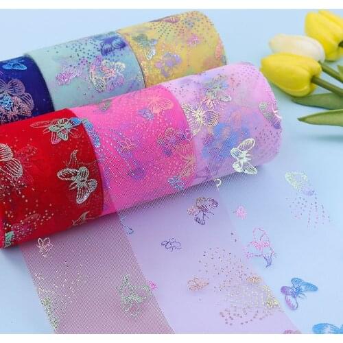 25Yards 8CM Meteor Butterfly Net Yarn Roll Party Supplies DIY Hair Bow Sornament Lace Hand Made Materials Y2021042001