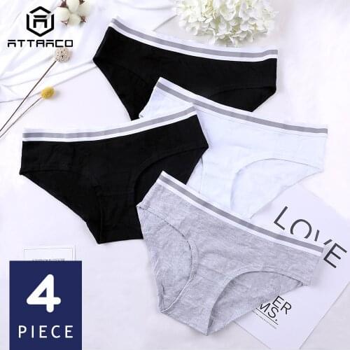 ATTRACO Womens briefs Cotton Soft Underwear Strech Skin-friendly Hipster classic comfort Ladies Panties 4 Packs Breathable