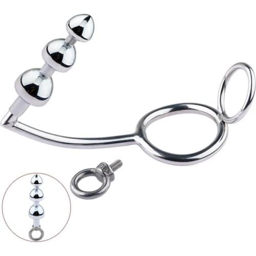 40/45/50mm Metal Anal Plug With Cock Ring Male Chastity Belt Device Ball Stretcher Penis Ring Adult Game Anal Sex Toys For Men