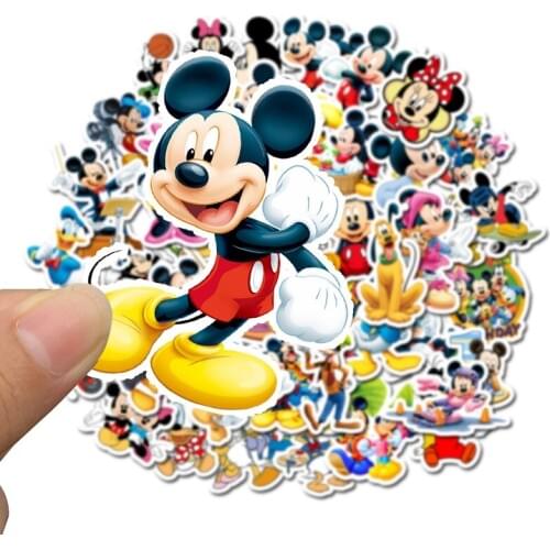 50pcs Disney Mickey Sticker Desk Textbook Pen Case TV Sticker Furniture Decoration Sticker Universal Stationery Sticker Prize