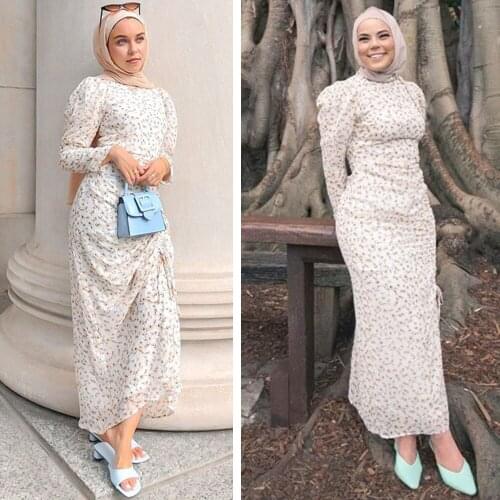 Abaya Dubai Turkey Kaftan Muslim Hijab Dress Women Floral Print Long Maxi Party Gown Turkish Ramadan Eid Robe Islamic Clothing