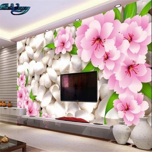 Beibehang Dream beautiful flowers lily lounge TV background wall large custom wallpaper fresco decoration