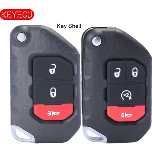 KEYECU Flip Remote Key Shell 4 Button Fob for 2018 2019 Jeep Wrangler P/N: 68292944AA OHT1130261