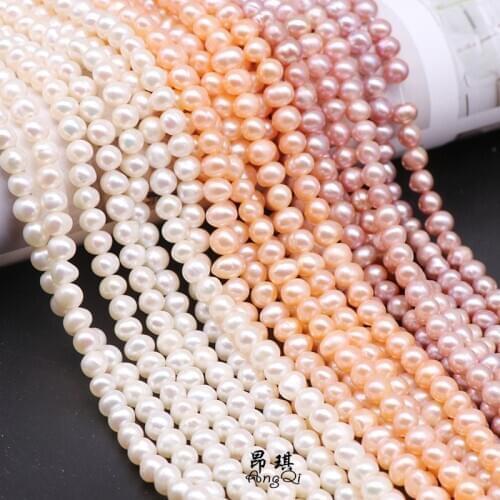 Free Shipping High Grade 5/6/7/8/9/10mm Natural Round White Freshwater Pearl Beads Strand 15" Gemston for Jeselry Making