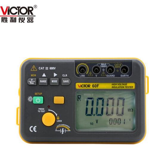 VICTOR VC60F Digital Insulation Resistance Tester Mega Meter Measurement 2500V/0.00~100M Ohm