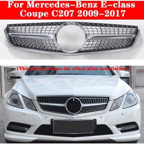 For Mercedes-Benz E-class Coupe C207 Car styling Middle grille GT AMG Diamond Silver Black ABS front bumper Center grille grill