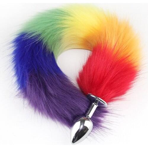 Exotic Erotic Accessories Sexy Metal Backyard Colored Tail Anal Plug Fox Tail Cat Girl Cosplay Alternative Costume MS Sex Toys