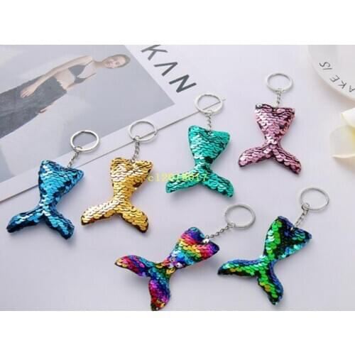 Fish tail key chain mermaid sequined key chain bag pendant birthday present