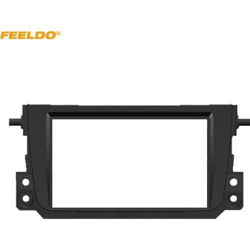 FEELDO Black 2Din Car Stereo Audio Panel Fascia Frame Trim For Mercedes BENZ Smart Fortwo 2011 Radio Dash Refitting Kit #5114