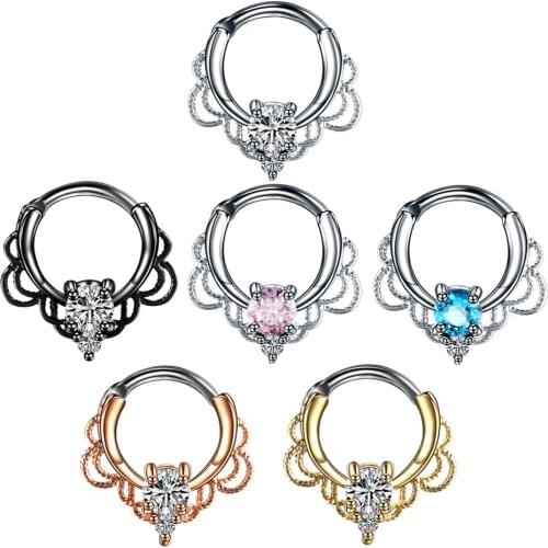 1Pc Nose Ring Piercing Titanium Rod Copper Zircon Septum Clicker Cartilage Tragus Helix Piercing Earring Body Jewelry for Women
