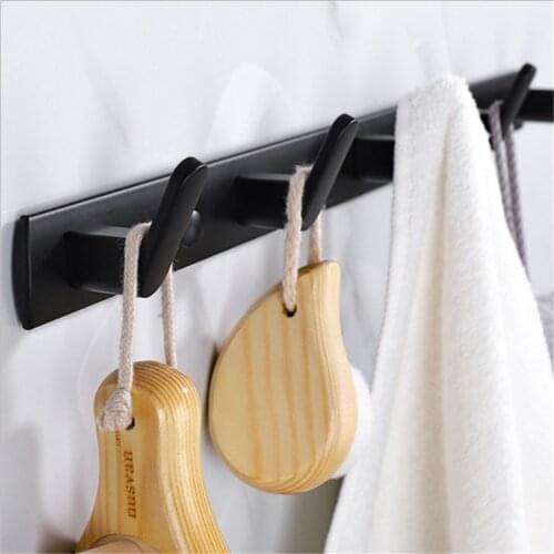 Towel Hook Bathroom Acces Shelf Clothes Hanger Hook Black Behind Door Wall-Mount Coat Hook For Bedroom Living Room Kitchen Decor