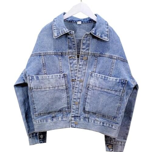 New Womens Spring Autumn Denim Jacket Women Winter Denim Coat Outerwear Long Sleeve Loose Short Top Female Jeans Jacket Vintage