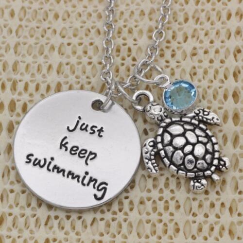Fashion Inspirational Necklace turtle just keep swimming crystal Alloy Necklace Chains Jewerly For Women N2025