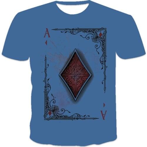 New Hot Sale Mens T-shirt Loose Clothes Retro Short Sleeve Fashion Poker O-Neck Mens T-shirt Pattern Printed