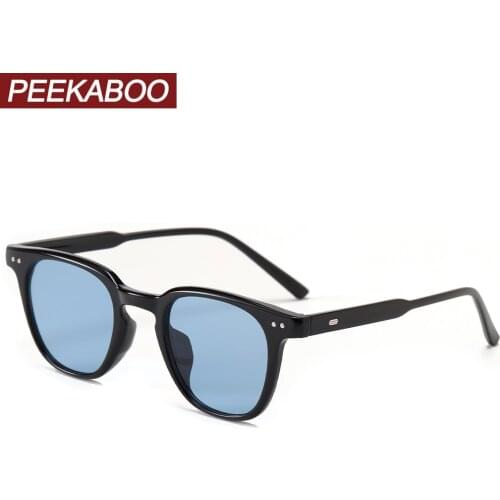 Peekaboo square frame sunglasses male rivet small frame men round sun glasses for women colorful blue green 2022 uv400