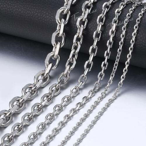 Womens Mens Stainless Steel Necklaces Silver Color Cable Link Chain Necklace For Woman Men Jewelry Dropshipping 3-10mm HKNM31