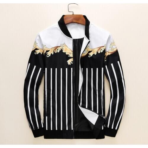 2020 Men Rib New Sleeve Classic Flower striped Fashion High couple Baseball Coats & Jackets Abstract digital coat Motor #AB69
