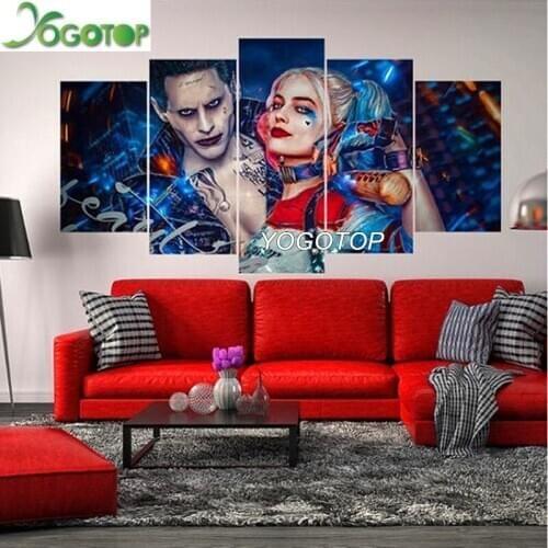 YOGOTOP DIY Diamond Painting Cross Stitch Kits Full Diamond Embroidery 5D Mosaic Home Decor mark the joker Harley 5pcs ML380