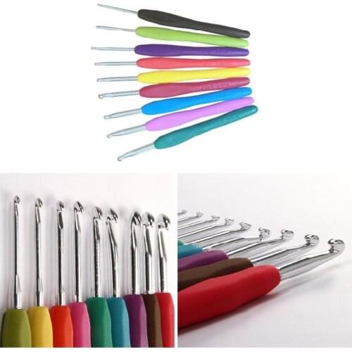 9PCs Mixed Metal Hook Crochet Template Kit TPR Aluminum Knitting Needles For Loom Tool Band DIY Crafts Sewing Needles Arts Craft