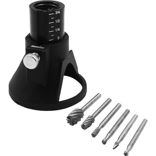 Rotary Tools Routing Router Drill Bits Set Locator Horn Fixed Base 6pcs Wood Milling Cutter Set Dremel Accessories Power Tool