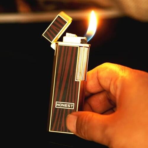 Honest New Butane Gas Lighter Grinding Wheel Side Burning Open Flame Pipe Lighter Collection of Exquisite Gifts