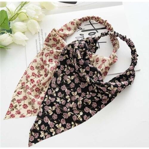 Oaoleer Printting Hair Scarf Scrunchies Vintage Triangle Bandanas Hairband Headband Elastic Hair Bands Headwrap Accesories
