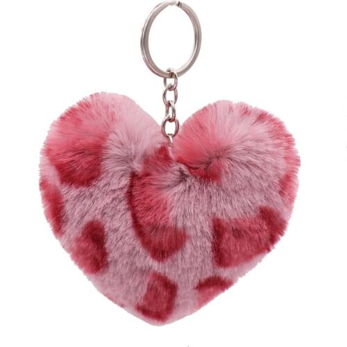 2020 Wholesale Leopard Print Love Plush Keychain Winter Ladies Bag Pendant Fashion All-match Hair Ball Car Pendant Small Gifts